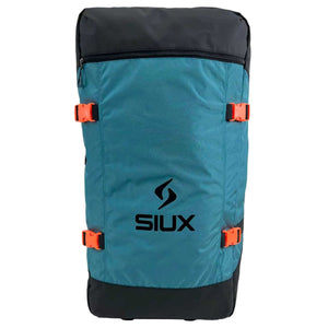 Siux Nomad trolley in turquoise met zwart en oranje gespen, vooraanzicht