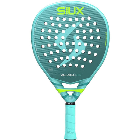 Siux Valkiria Elite 2 dames padelracket in turquoise met groen logo, vooraanzicht