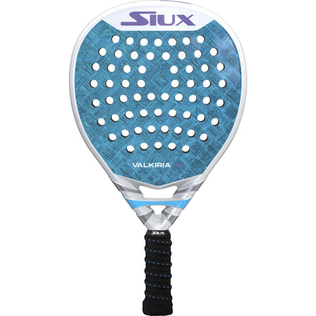 Siux Valkiria Pro dames padelracket in blauw met wit frame, vooraanzicht