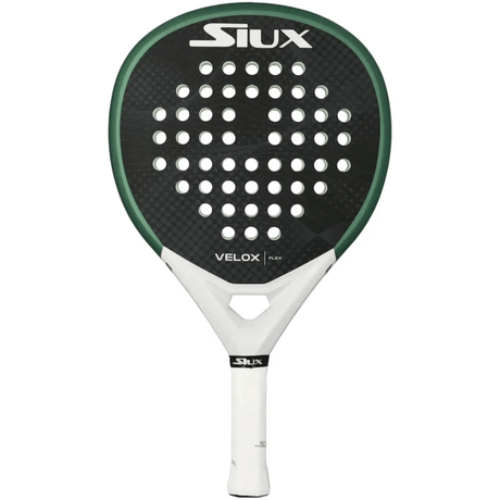 Siux Velox Flex Green padelracket in donkergroen met zwart slagvlak, vooraanzicht