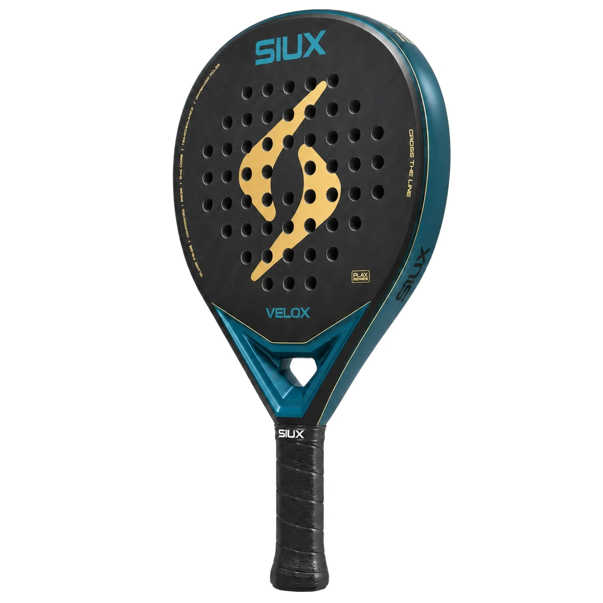 Siux Velox Petrol 2026 padelracket, schuin vooraanzicht