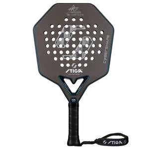 Stiga Cybershape 18K Hard Adam Edt padelracket met hoekige Cybershape-vorm in grijs