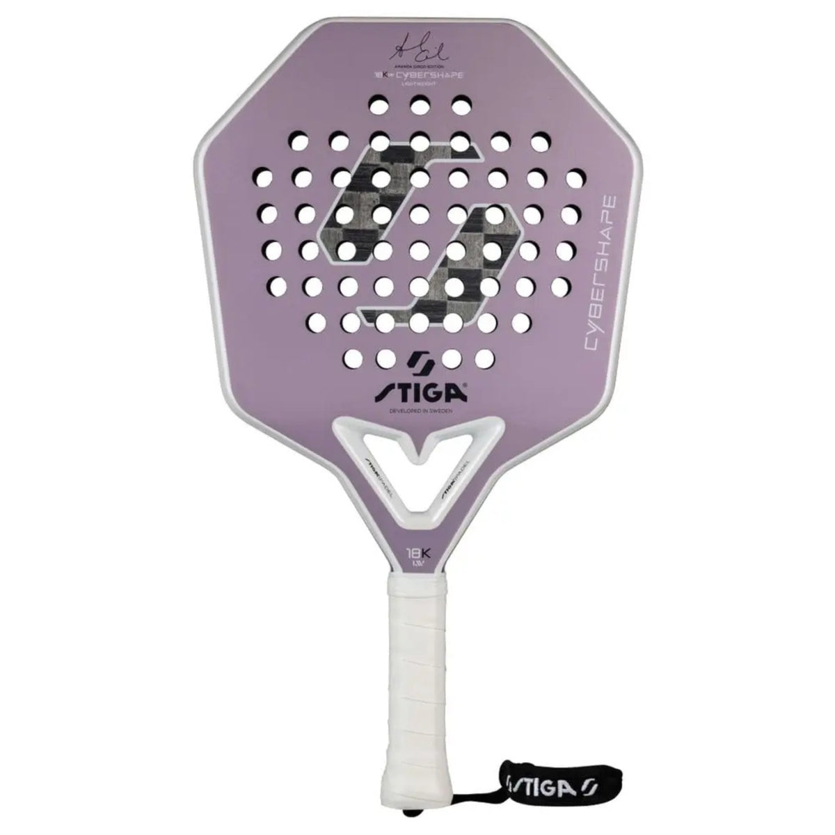 Stiga Cybershape 18K LW Amanda Girdo Edt dames padelracket in lila, vooraanzicht