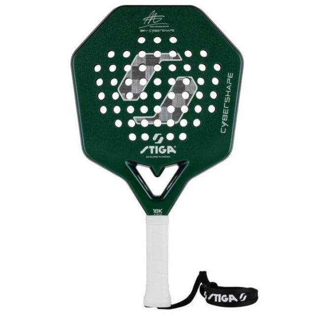 Stiga Cybershape 18K X Hard Adam Axelsson Edt padelracket in donkergroen, vooraanzicht