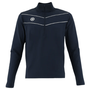 Vooraanzicht van de donkerblauwe Indian Maharadja Baroda Chevron sweater met halve rits