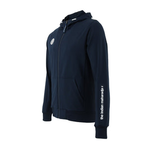 Indian Maharadja Men Hooded Jacket Navy, zijaanzicht met merknaam op de mouw