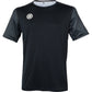 Vooraanzicht van het zwarte Indian Maharadja Kadiri herenshirt met ronde hals en wit logo op de borst