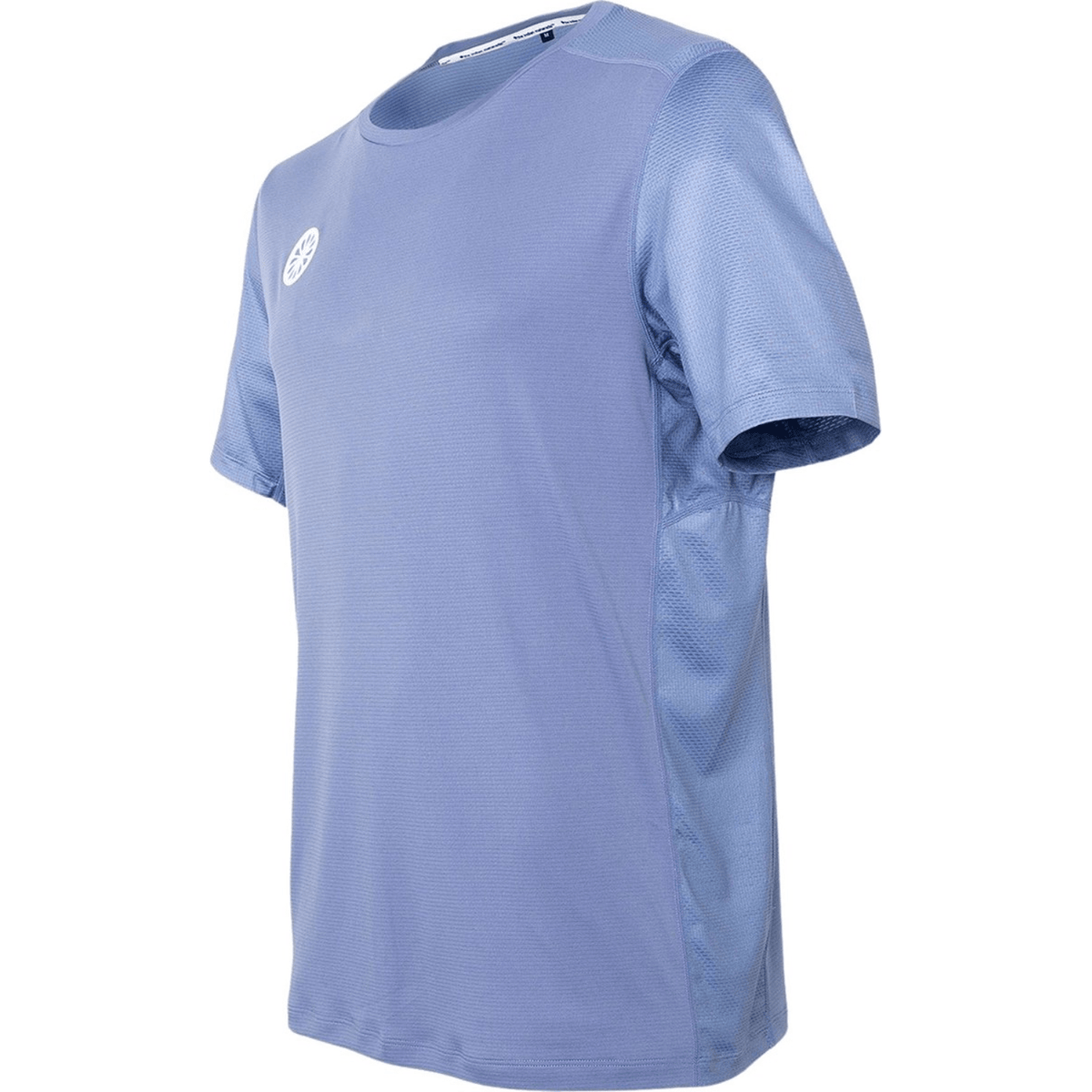Zijaanzicht van het lavendelblauwe Indian Maharadja Kadiri herenshirt met korte mouwen