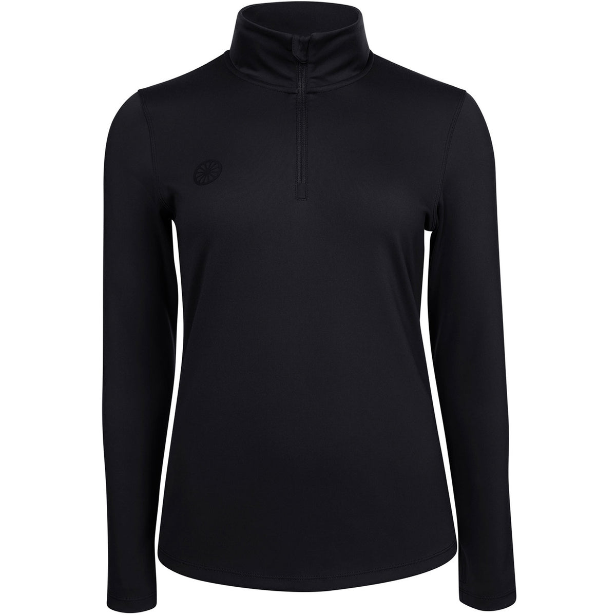 Indian Maharadja Performance halfzip voor dames in zwart, vooraanzicht
