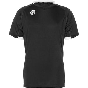 Vooraanzicht van het zwarte Indian Maharadja Tech Tee jongensshirt met wit logo op de borst
