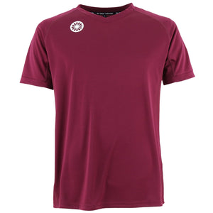 Vooraanzicht van het bordeauxrode Indian Maharadja Tech Tee jongensshirt met borstlogo