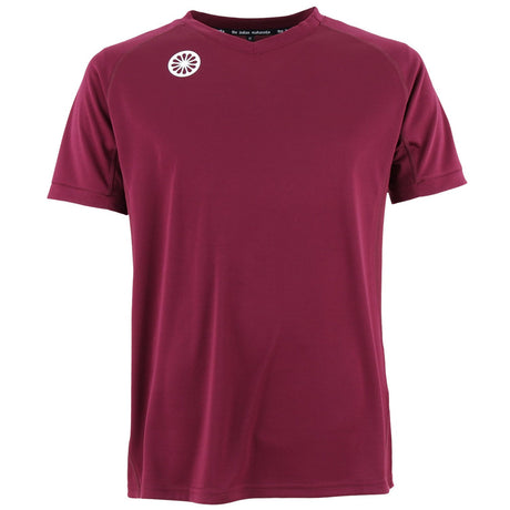 Vooraanzicht van het bordeauxrode Indian Maharadja Tech Tee jongensshirt met borstlogo