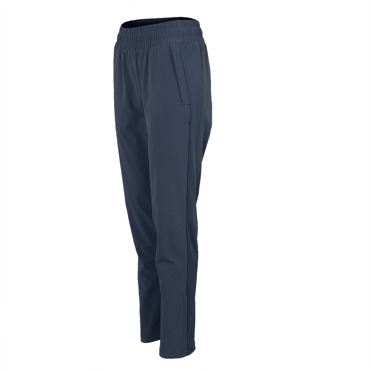 Schuin achteraanzicht van de donkerblauwe Indian Maharadja Plyo Flex damesbroek in regular fit
