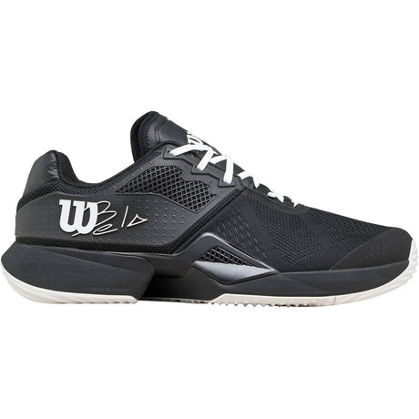 Wilson Bela Tour padelschoen in zwart met wit logo, zijaanzicht buitenkant