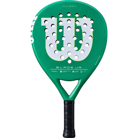 Wilson Blade JR V4 junior padelracket in groen met wit, vooraanzicht