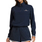 Wilson Davenport sweater met halve rits in donkerblauw, vooraanzicht gedragen