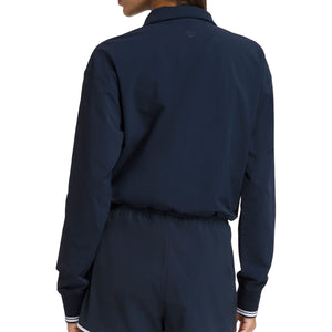 Achterzijde van de donkerblauwe Wilson Davenport sweater met halve rits