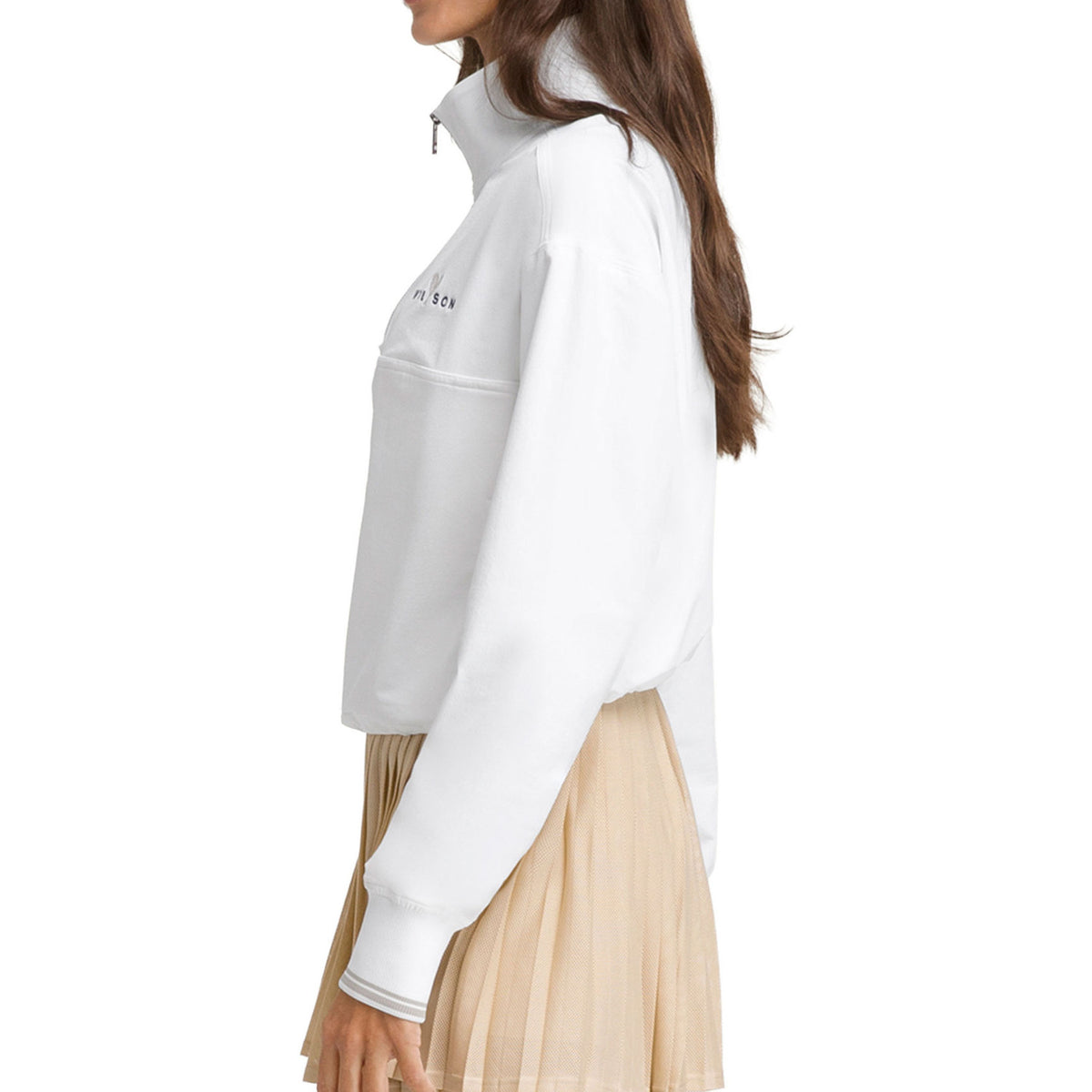 Witte Wilson Davenport sweater van opzij met logo op de borst