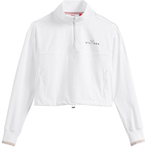 Witte Wilson Davenport sweater plat gefotografeerd met contrastboorden