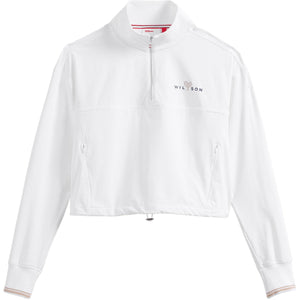 Witte Wilson Davenport sweater plat gefotografeerd met contrastboorden