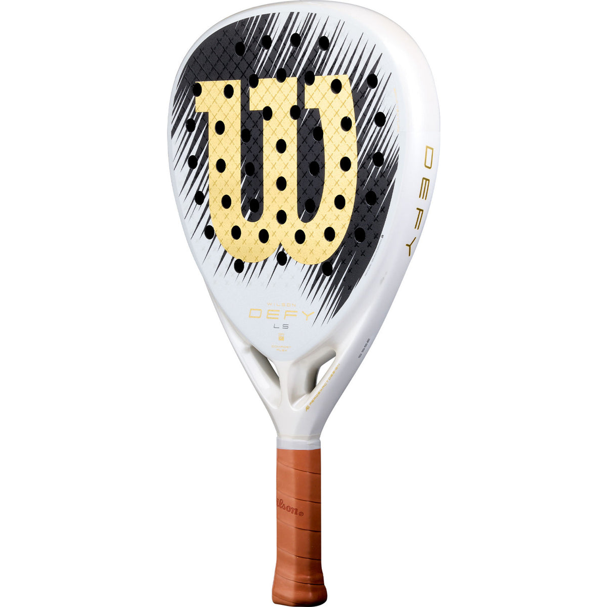 Achterzijde van het Wilson Defy LS SE V1 padelracket met bruine grip