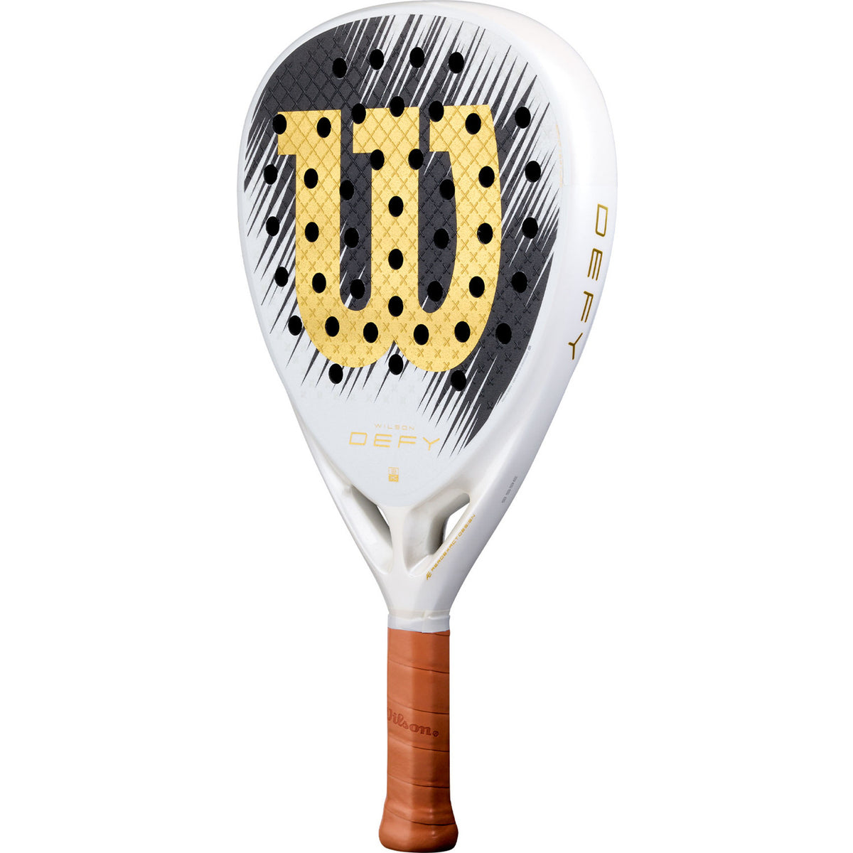 Achterzijde van het Wilson Defy SE V1 padelracket met bruine grip