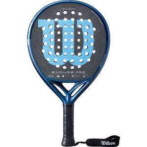 Wilson Endure Pro V1 padelracket in donkerblauw met lichtblauw W-logo, vooraanzicht
