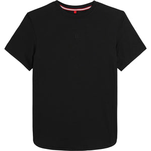 Zwart Wilson Everyday Performance T-shirt plat gefotografeerd met rood nekdetail