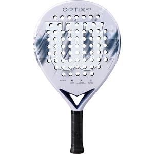 Wilson Optix Lite V2 padelracket in wit met donkerblauw, vooraanzicht