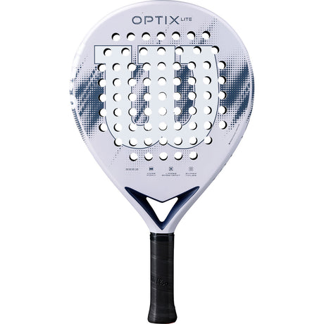 Wilson Optix Lite V2 padelracket in wit met donkerblauw, vooraanzicht