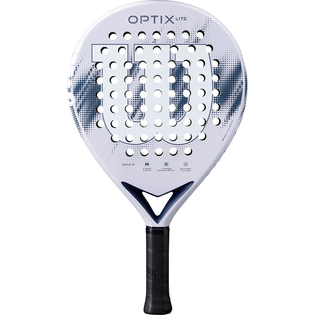 Wilson Optix Lite V2 padelracket in wit met donkerblauw, vooraanzicht