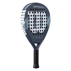 Wilson Optix V2 Power schuin vooraanzicht, druppelvorm in grijs met witte print