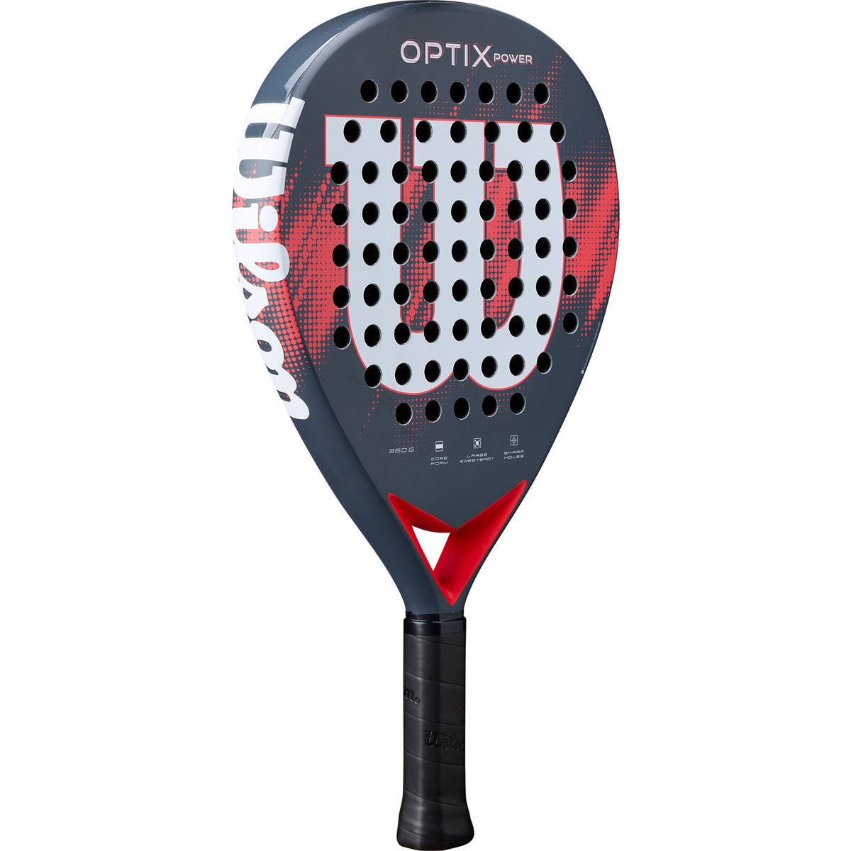 Wilson Optix V2 Power schuin vooraanzicht in de rode uitvoering met grijs frame