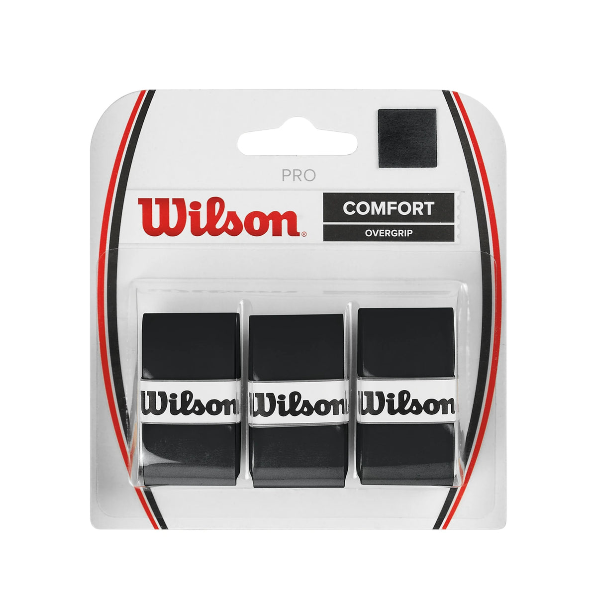 Wilson Pro Overgrips Black, verpakking met drie zwarte overgrips