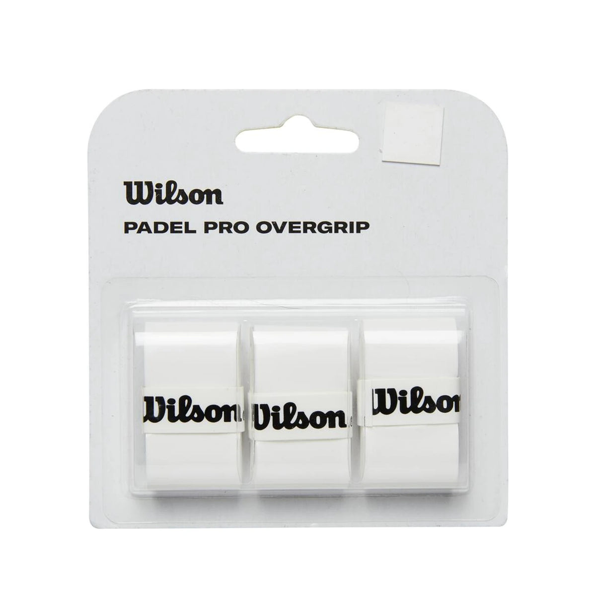 Wilson Pro Padel Overgrip White, verpakking met drie witte overgrips