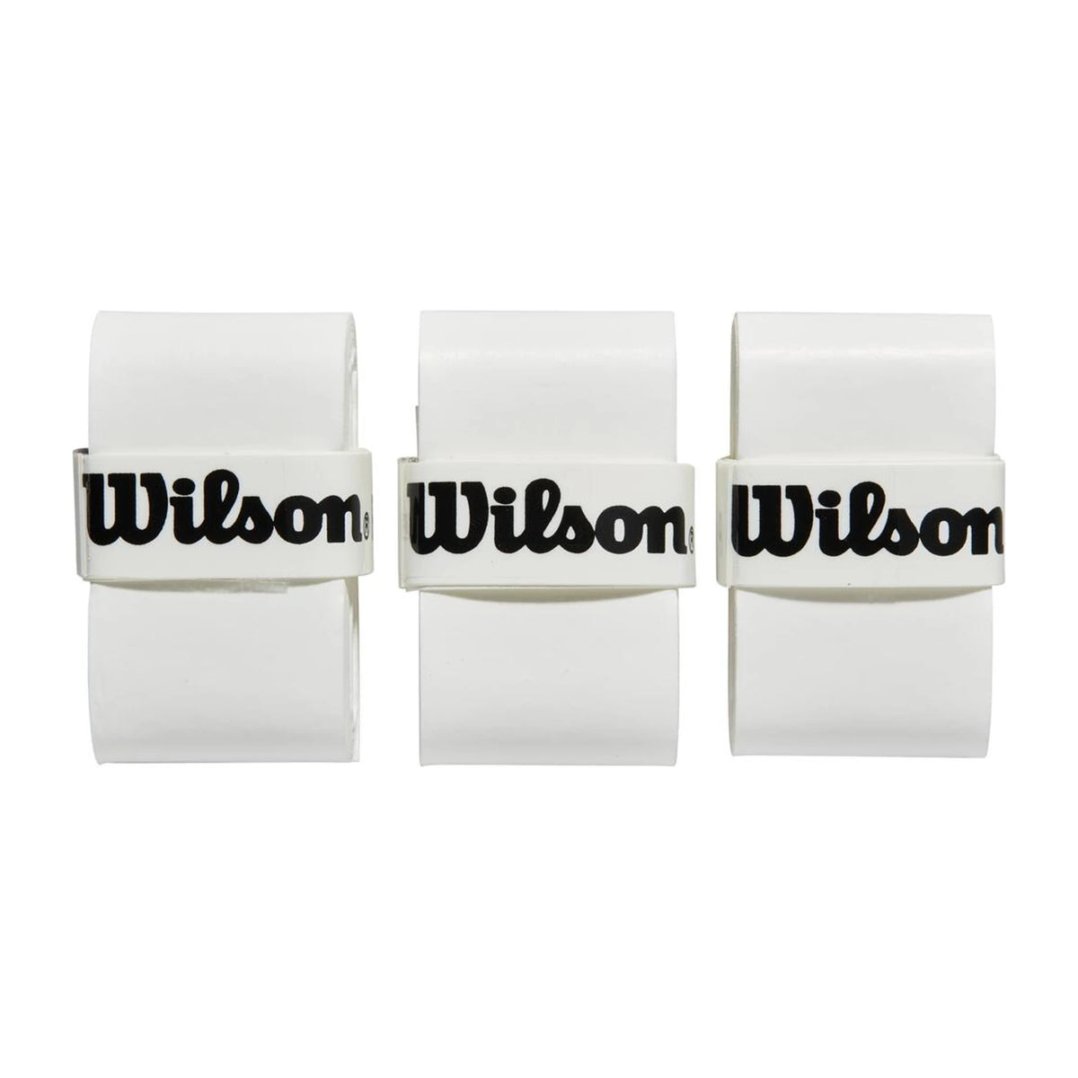 Drie witte Wilson Pro Padel Overgrips naast elkaar
