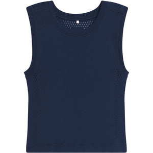 Donkerblauwe Wilson Pro Seamless tanktop plat gefotografeerd, vooraanzicht