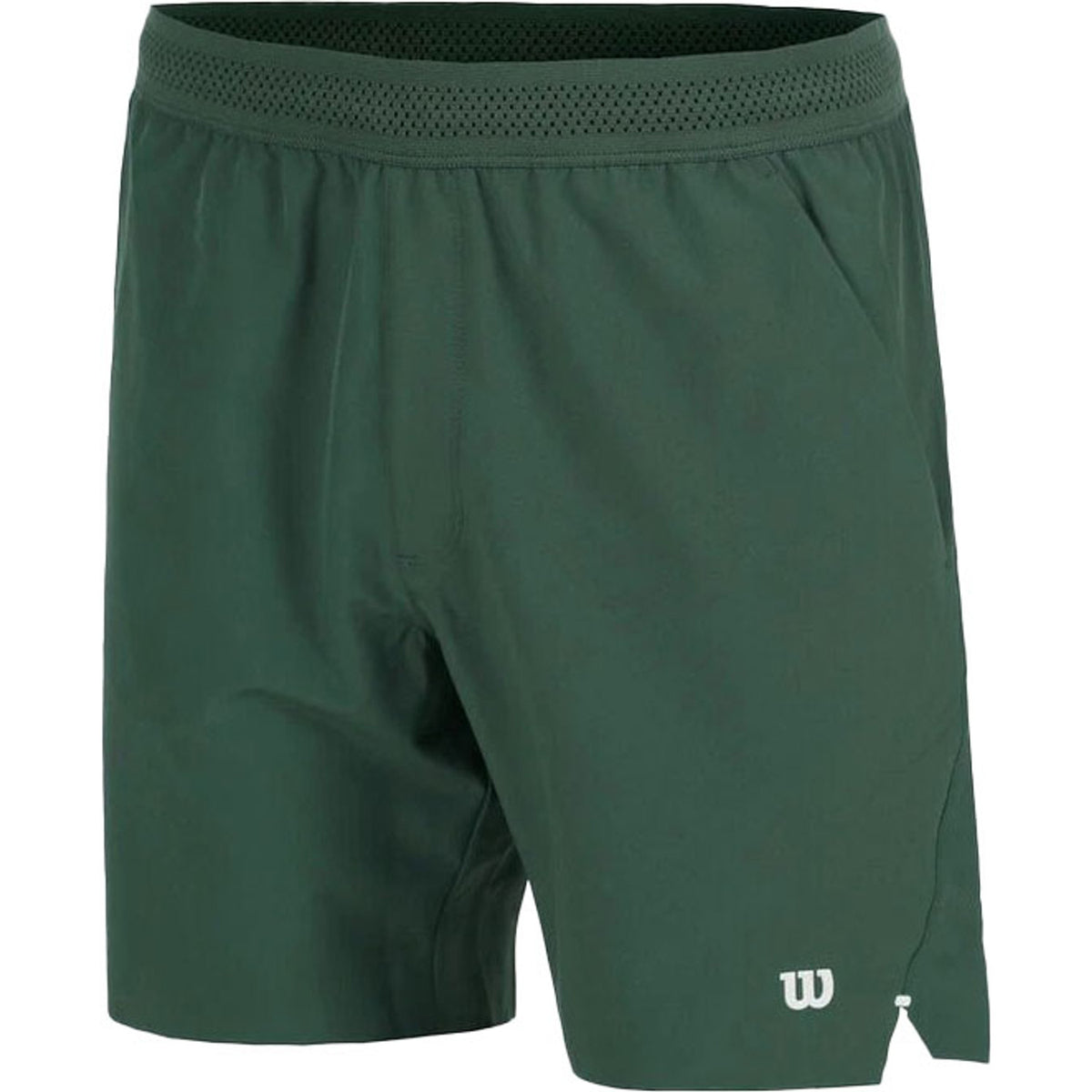 Wilson Tournament short voor heren in groen, vooraanzicht plat gefotografeerd
