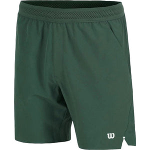 Wilson Tournament short voor heren in groen, vooraanzicht plat gefotografeerd