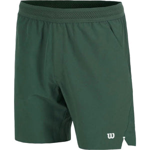Wilson Tournament short voor heren in groen, vooraanzicht plat gefotografeerd