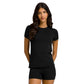 Wilson Pro Seamless T-shirt voor dames in zwart, vooraanzicht met zwarte short